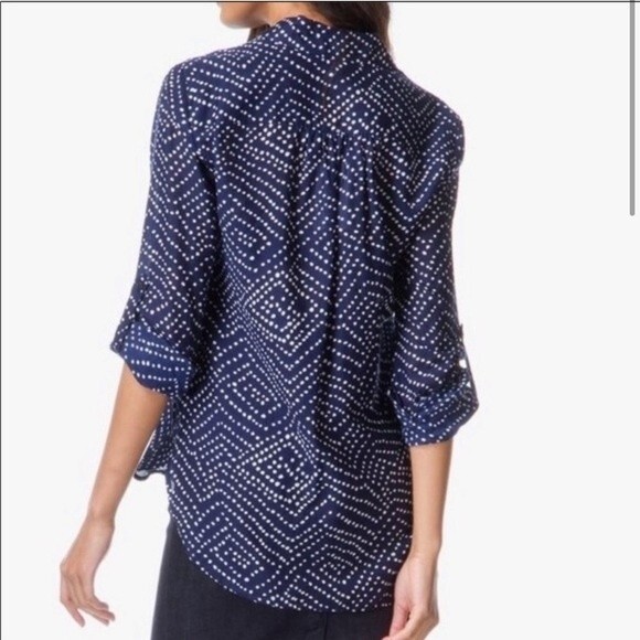 DVF Cotton Silk Polka Geometric Dot Button Up 4 - Picture 2 of 8